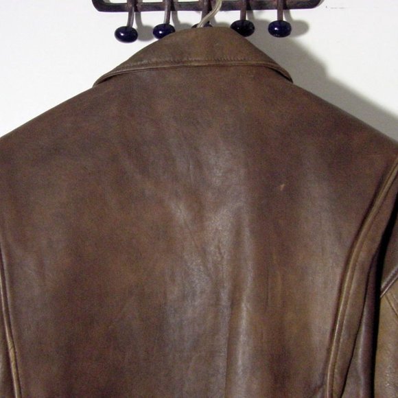 Vtg 90's Brown Leather "New River" Bomber jacket Sz L - Picture 8 of 13